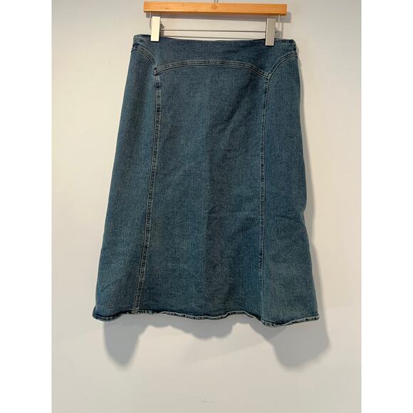Vintage Hennes Denim Skirt Flare Hem Stretch Size 12 JL - Picture 1 of 7